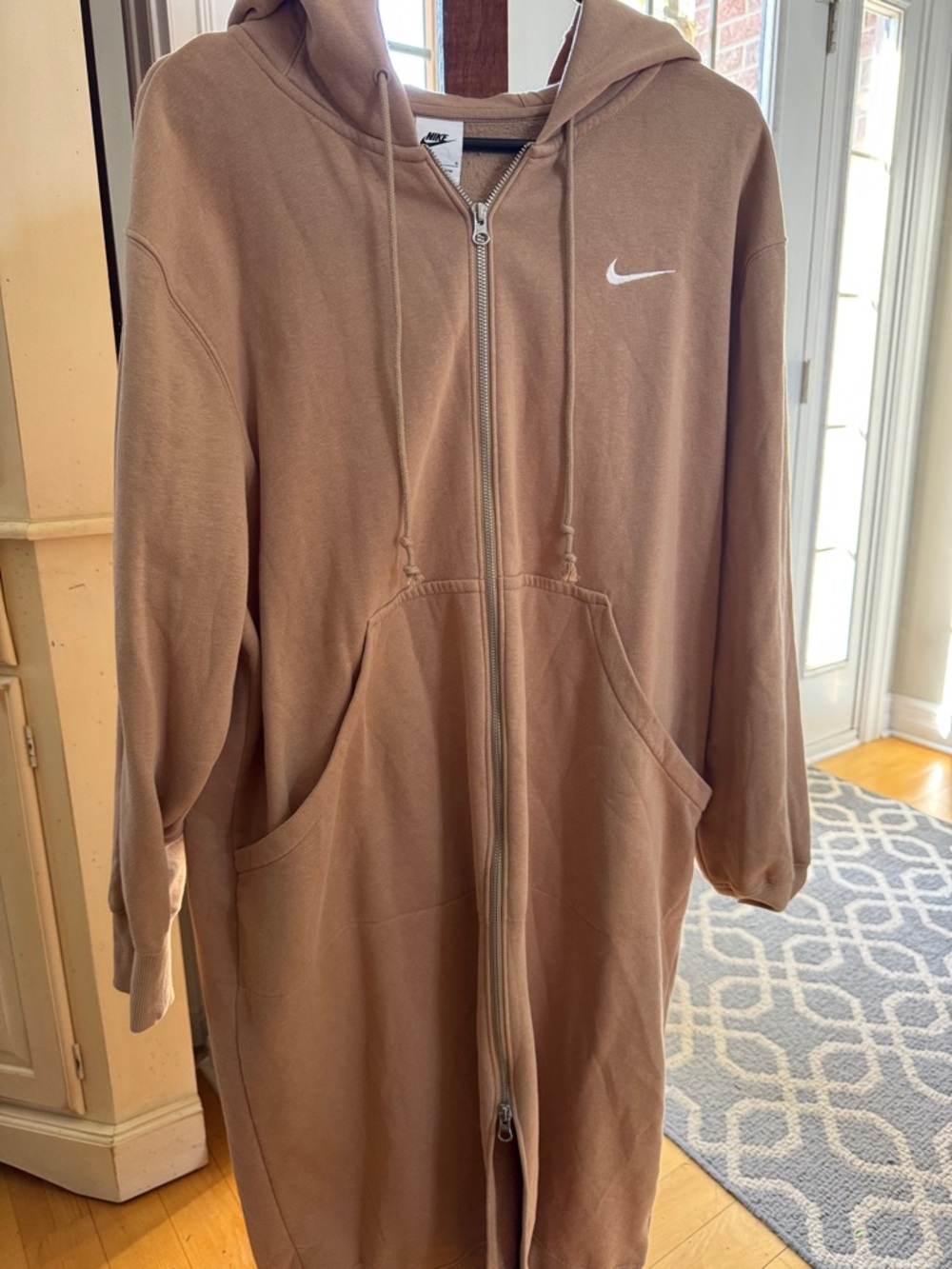 Nike Taupe Full-Zip Hooded Fleece Coat women’s L